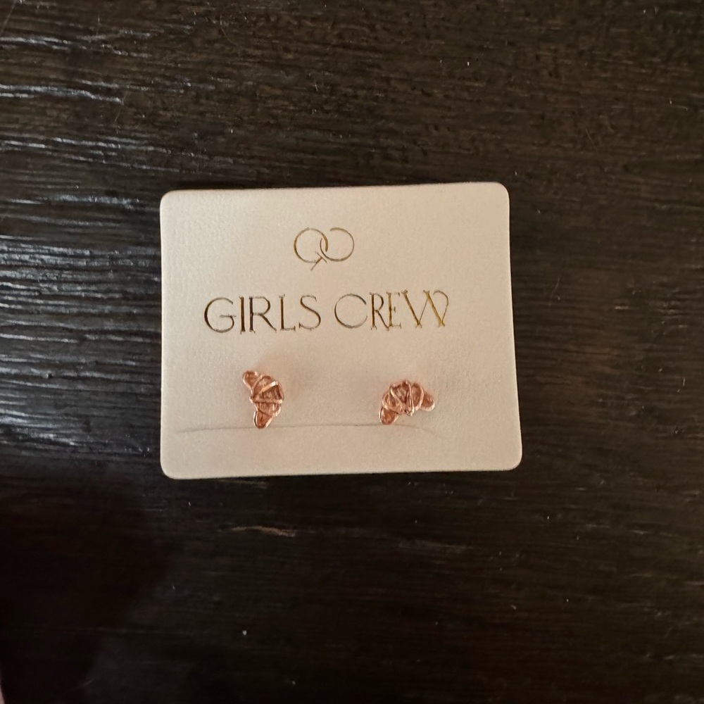 NWT Girl’s Crew rose gold tiny croissant earrings